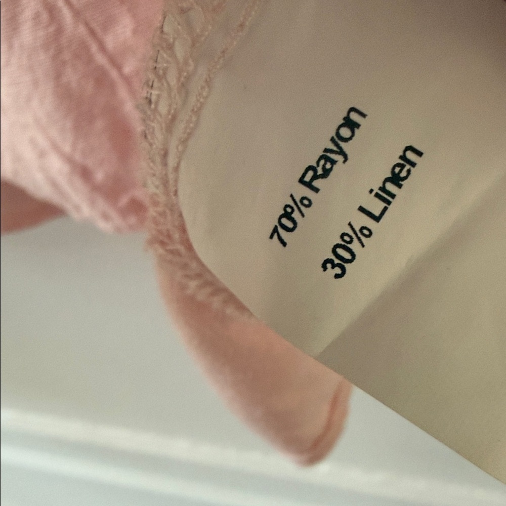 Men’s Linen/Rayon blend pink short sleeve button down shirt XXXL 28” pit to pit - Picture 3 of 5